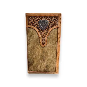 Men's Ariat Rodeo Wallet/Checkbook Cover - Two Tone Cowhide Metal Shield Logo