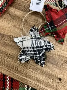 Greyscale Plaid Star Ornament
