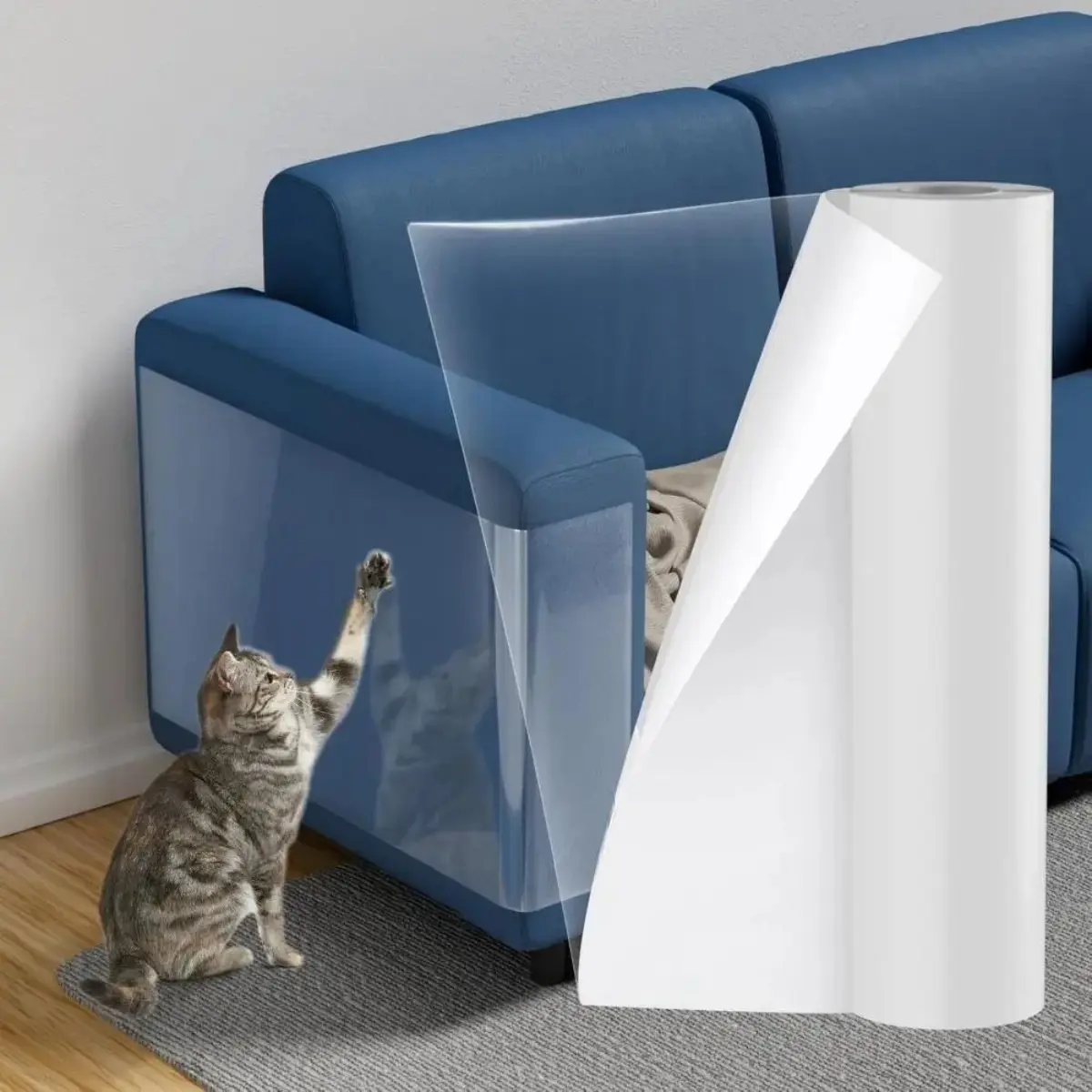 Peel and Stick Wallpaper Clear Self Adhesive Cat Scratch Protector Transparent Anti Scratch Wall Guard Removable Renter Friendly Furniture Film