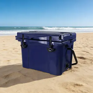 25QT Portable Cooler, Insulated Hard Cooler with Bottle Opener, Cup Holder, Forming Ruler, 5-7 Day Ice Retention, Travel, Beach, Camping, Fishing   WL