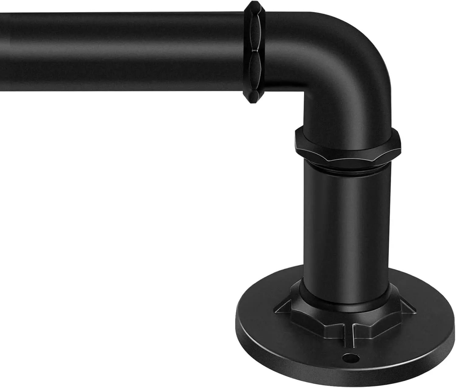 Adjustable 30-120 Inch 1" Diameter Wrap Around Curtain Rod for 30-114 Windows, Black Industrial Heavy Duty Rod for Blackout Curtains 1 Pack