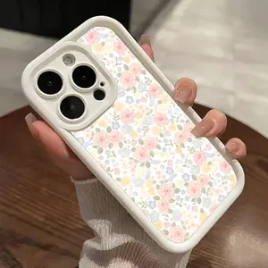 Pink Flower Pattern TPU Phone Case for iPhone 16 15 14 Pro Max 13 12 11 XR XS Plus Shockproof Full Camera Protection Durable slim Silicone Cover Cellphone Protective