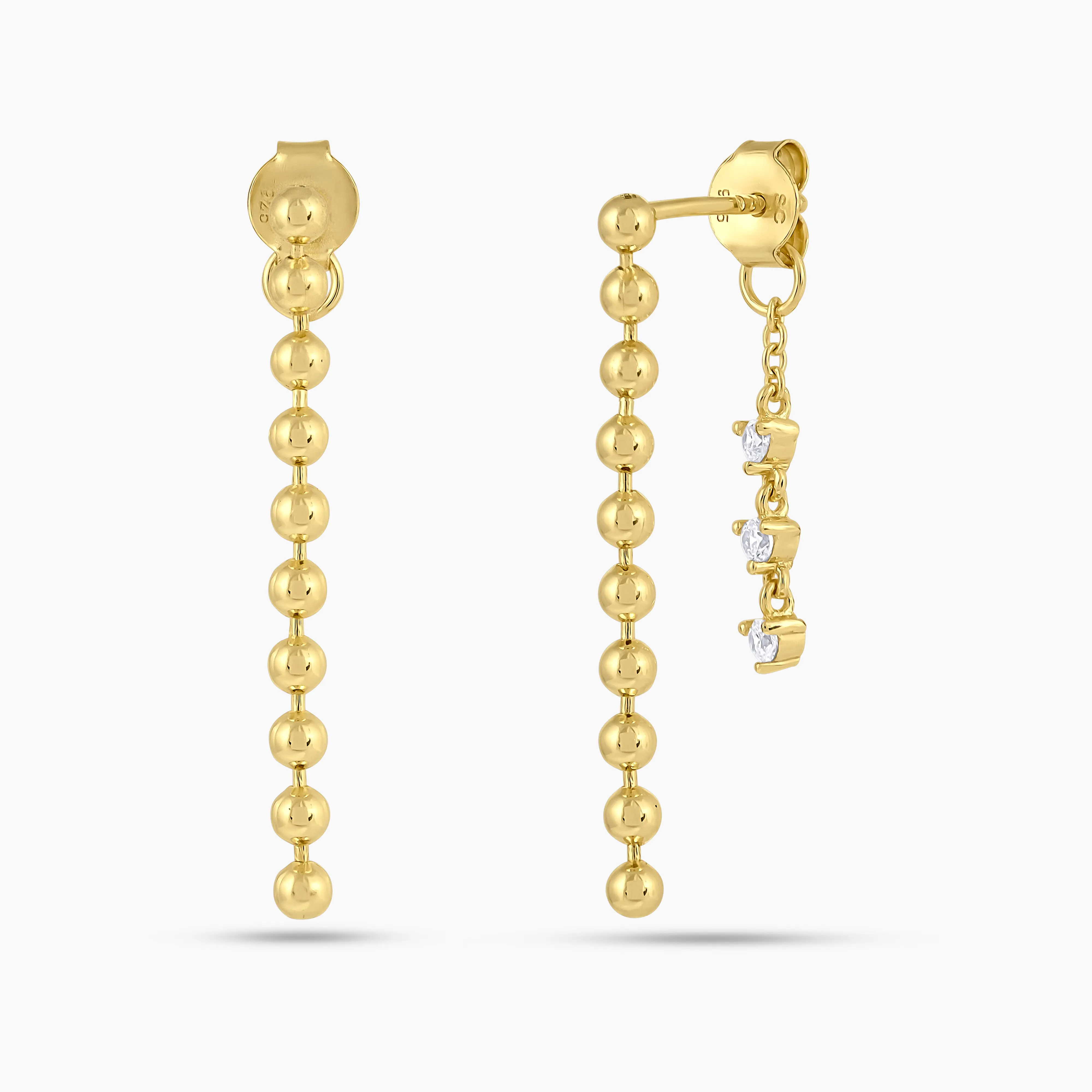 Swagy Chic Chain Dangle Earrings with Petite CZ Crystals for Women, Dainty Soft Movement Fashion Jewelry for Daily Wear, Chain Dangles, Dangling Earrings