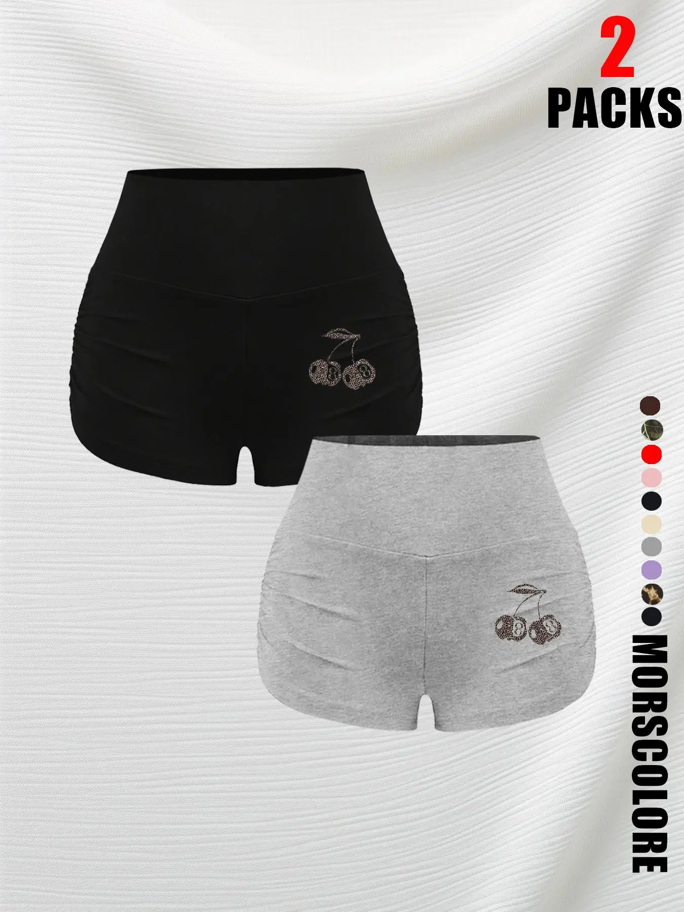 Women's Cherry Print Vintage Shorts, Casual Comfy Breathable Skinny Shorts for Daily Wear, Ladies Bottoms for Summer