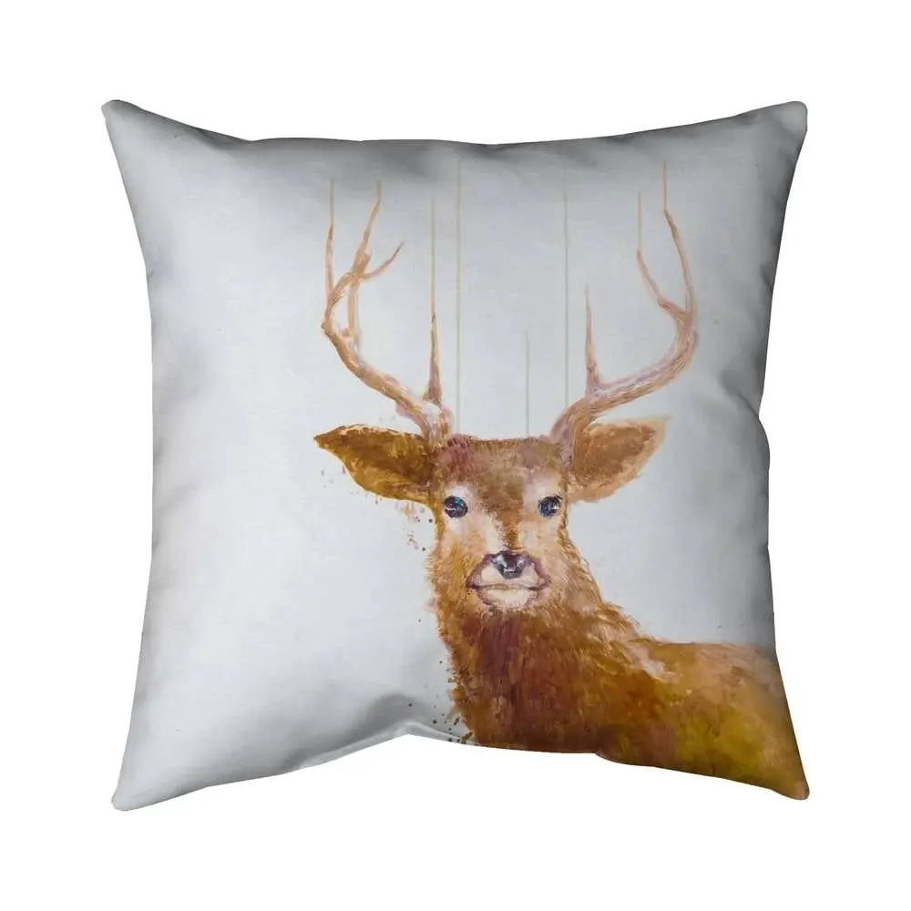360 Stand Brown Abstract Deer Pillow - 16x16 in, Polyester Fill, Rustic Charm Home Decor, Bedroom Accent Pillow (Model 5541-1616-AN255), Deer-Inspired Standard Pillows