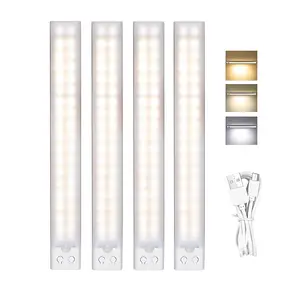 4 Pack Under Cabinet Kitchen Lights, Motion Sensor Dimmable  1500mAh  LED Under Counter Rechargeable Wardrobe Indoor Night Lights for Kitchen Shelf Stairs Closet