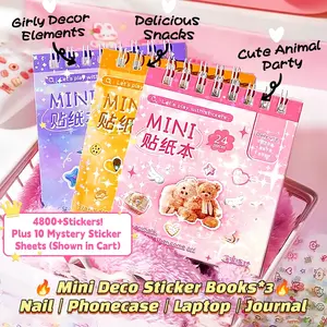 [Mini Deco Sticker Heaven] 2&3 Sticker Books Bundle Pack | Cute Animals, Girly Deco Element, Snacks Vibe | Girly Nail Stickers, Cute Scrapbooking, Used for Nail Art, Phonecase Sticker, Journal Supplies, Handmade Craft, Sticker Collection, Stationary