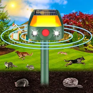 360° Solar Ultrasonic Animal Repellent - Motion Activated & Waterproof Outdoor Repeller for Cats, Dogs, Deer, Squirrels, Raccoons & More - Yard, Garden Farm Protection Aut Automatic  omatic Mouse Trap Electronic Mosquito Zapper roaches repellent home