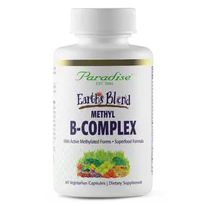Paradise Herbs Earth's Blend B-Complex with Active Methylated Vitamins + ORAC Energy Greens, 60 Vegetarian Capsules Dietary Supplement