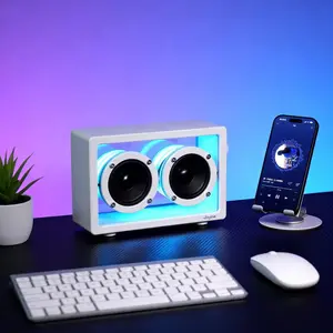 Jayine Cassette Glow Wireless Speaker –Inspired cassette Design,RGB light, Retro Desk Portable Speaker for Music,Gaming Room Decor LED Table Lamp with Bluetooth Speaker Player