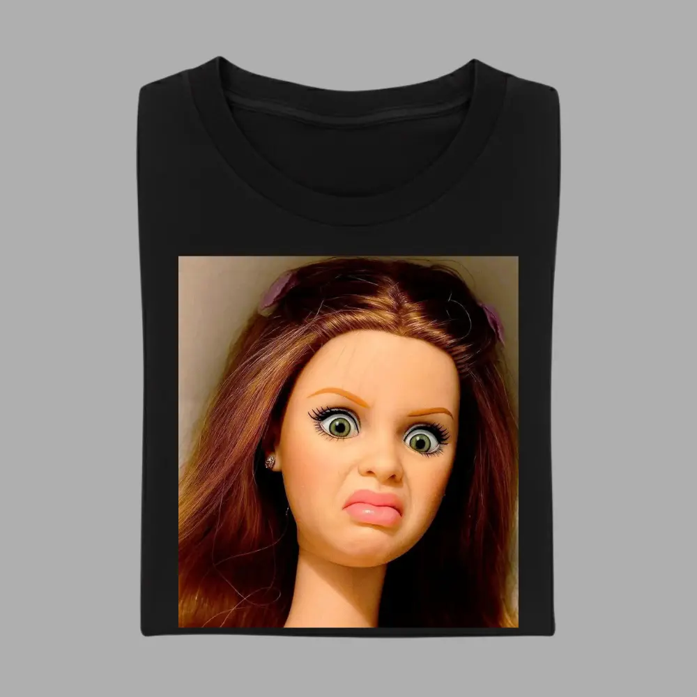 Funny Barbie Meme Face T-Shirt, Doll Reaction Graphic Tee, Trendy Viral TikTok Outfit, Vintage Aesthetic Unisex Cotton Casual Wear