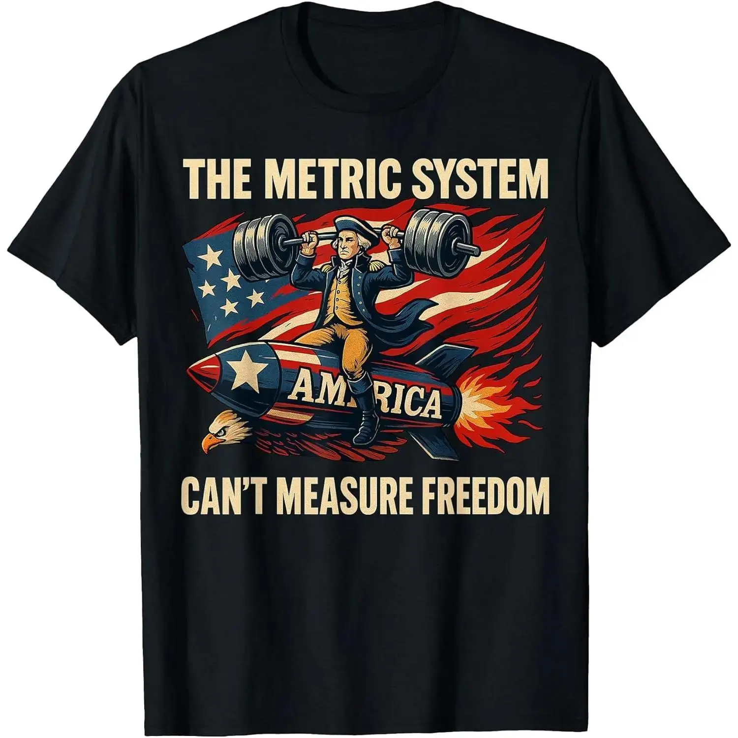 Women's Men The Metric System Can't Measure Freedom Funny 4th of July T-Shirt Summer Pure Cotton Short Sleeved Streetwear Gifts Unisex