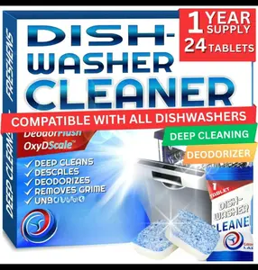 GRIME LABS Dishwasher Cleaner Tablets 24 Pack Heavy Duty Deep Clean & Natural Limescale Remover Compatible with All Dishwashers 1 Year Supply