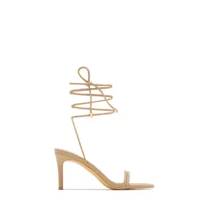 Ashantii Lace Up Mid Heels - Nude