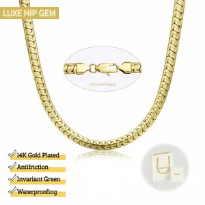 LUXE HIP GEM Men’s 6mm 14K Gold Plated Fishbone Cuban Chain Necklace| Miami Hip-Hop Style