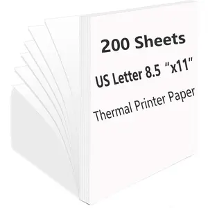 200 Sheets, Thermal Printer Paper 8.5 x 11 Inches, Single US Letter Size, Suitable with Most Thermal Portable Printer, Such M08F/A40, Quick-Drying, Waterproof