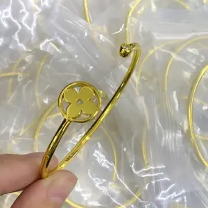 Flower/Zircon Adjustable Bangle Copper/14k Gold Plated Elegant Design Versatile Accessory for Casual & Formal Occasions