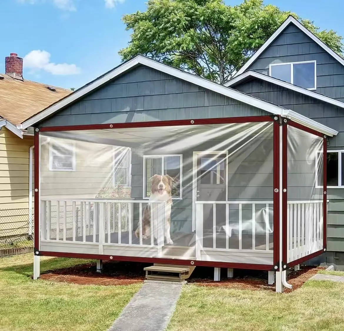 Clear Tarps Heavy Duty Waterproof 8x10ft Clear Tarp with Grommets and Reinforced Edges 14Mil Thickened Tear Resistant Clear Vinyl Plastic Tarp for Outdoor Patio Chicken Coop Greenhouse Plant