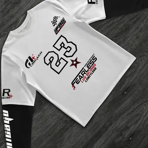 Racing Style Two-Piece Long Sleeve T-Shirt, Speed & Competition Graphics Design, Perfect for Car Enthusiasts, Streetwear, Events, Casual, Car Graphic Tee