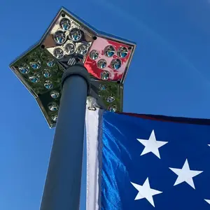 Solar  Patriotic Flag Pole Light - Top Mount Flagpole Light with Double  and Larger Solar Panels for Wide Flag Coverage and  Outdoor Lighting