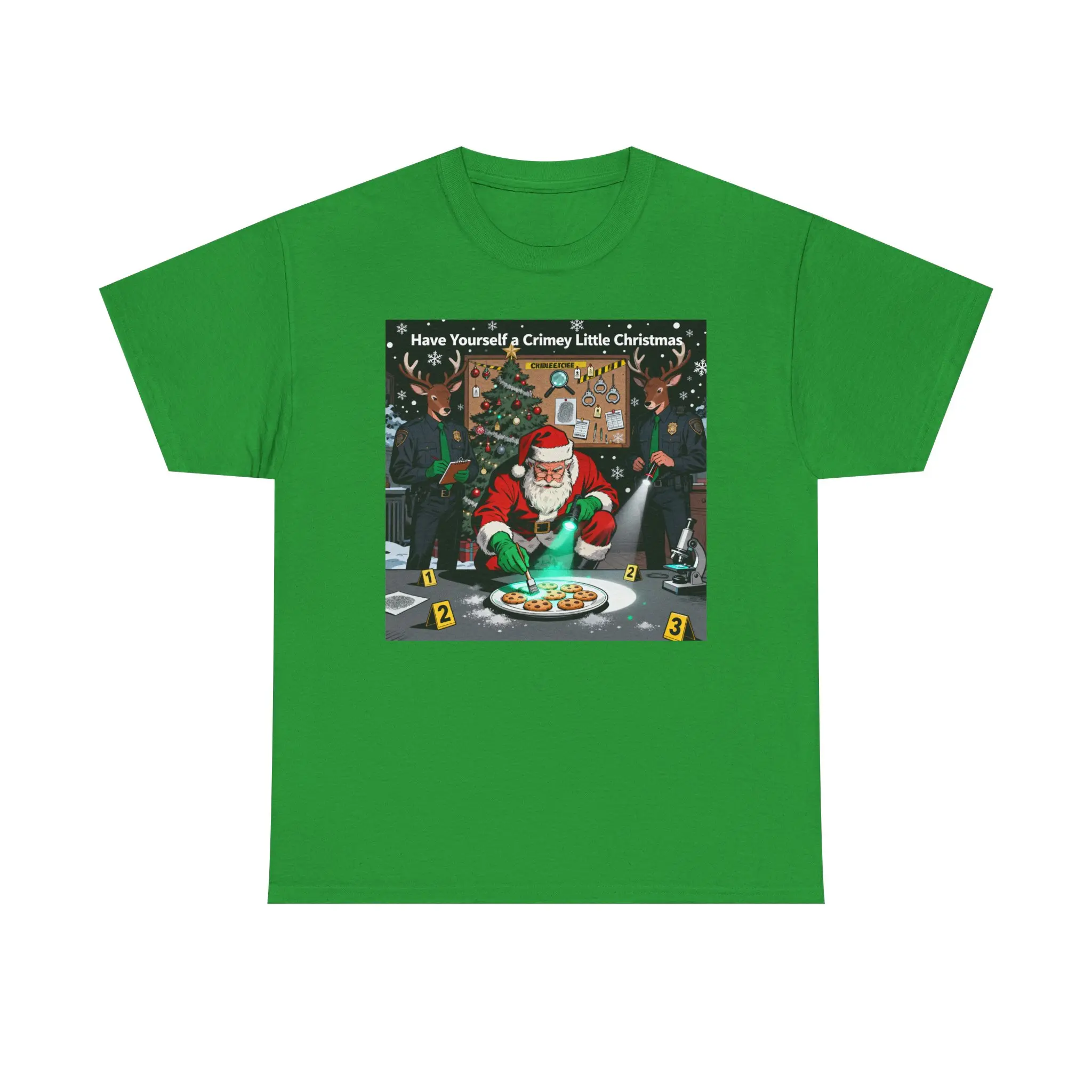 Crime Scene Santa Tee | Funny Detective Christmas T-Shirt, Holiday Mystery Art