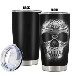 Skull Pattern Tumbler, 20oz Stainless Steel Insulated Tumbler, Durable Drinking Cup for Home Office Outdoor Camping, Drinkware