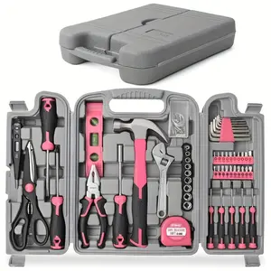 24pcs/54pcs Tool Set General Household Toolkit With Toolbox Storage Case, Pink Ladies Basic House Tool Kit Set For Women Home Garage Office College Dormitory Use
