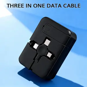 Three-in-One Quick Retractable Cable, Three Cables in One Pull, with USB Connector, Fast Charging, Suitable for Smartphones and Various Devices