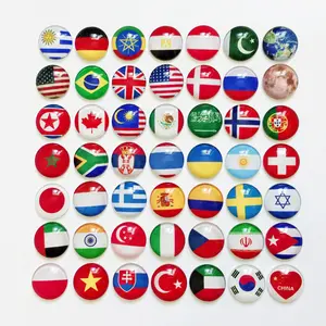 National Flag Brooch World Cup Football Badge Resin Commemorative Metal Accessory Stainless Steel Antique Bronze Glass 2cm Pattern