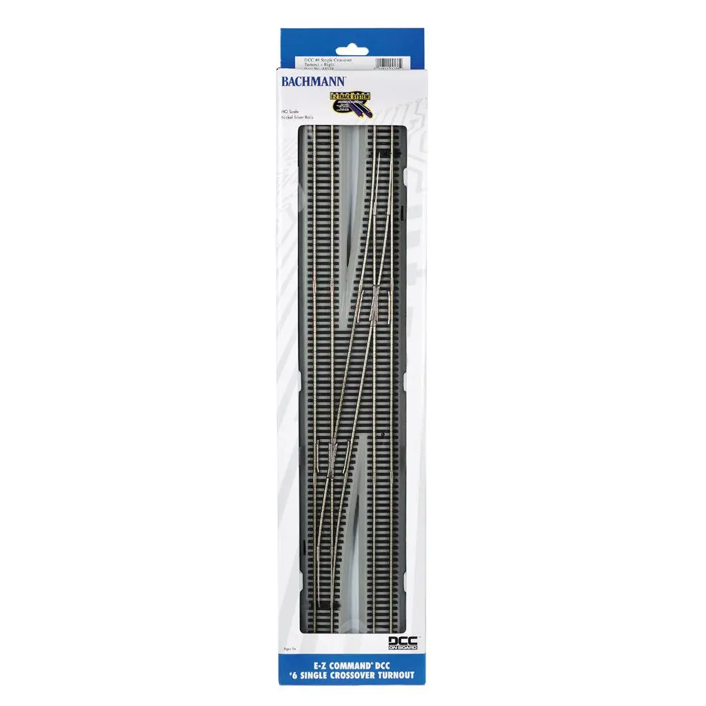 Bachmann 44138 E-Z COMMAND DCC #6 SINGLE CROSSOVER TURNOUT - RIGHT/1PCS (HO), HO Scale