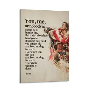 Inspirational Rocky Balboa Quote Wall Art, Motivational Boxing Poster for Gym, Office, Or Home Decor - Vintage American Flag Boxing Print