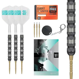 Target Darts Rob Cross 95K Steel Tip Swiss Point Darts, 95% Tungsten Darts with K-Flex Flights, 21G/22G/23G/25G | Voltage Darts, Player Edition Swiss Points K Flex Dart Set, Swiss Point Tool Included