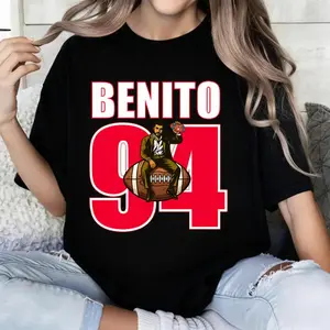 100% cotton black and white T-shirt, size 94, football player pattern printed casual wear, suitable for both men and women, must-have item for game day gatherings # Game Day Style. # TK100CottonTshirt # Fan Clothing