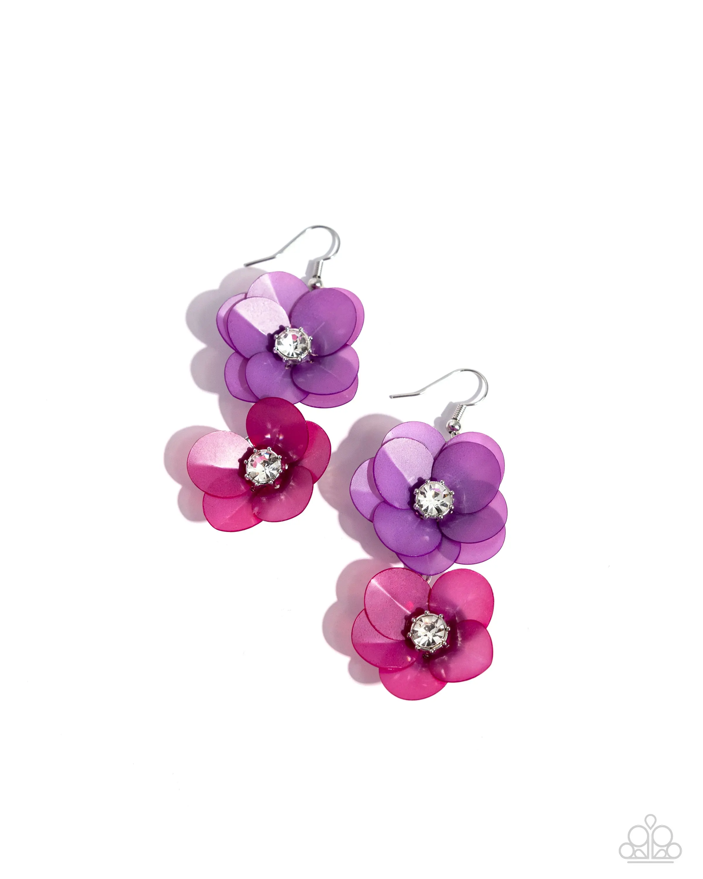 Fairy Tale Florals - Purple Iridescent Sequin Flower Earrings - Paparazzi