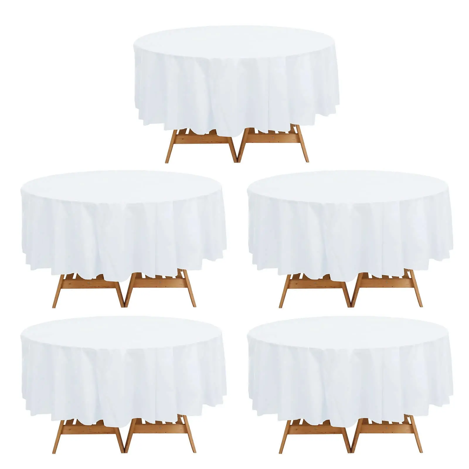5-Pack 84 in Heavy-Duty Sturdy PVC Plastic Round Disposable Tablecloths for Outdoor Folding Tables, Birthday Events, Wedding Decorations, Heavy Duty Tablecloths