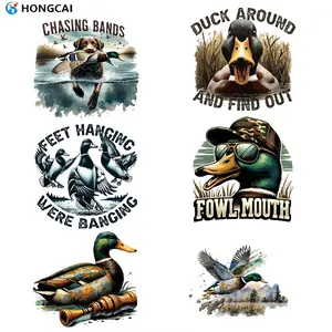 6 Piece Duck Theme Heat Transfer Vinyl Stickers, Multicolor Iron-On Patches for T-Shirts, Jackets, Jeans, Hoodies