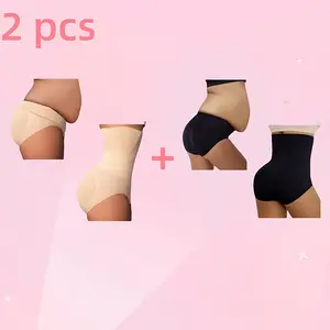 2 Pairs Black & White Women's High-Waist Shaping Panties - Slimming Waist Trainer, Butt-Lifting Shapewear, Slimming Wonder, Body Shaping Underwear, Seamless Design, Smooth Underwear, Breathable Fabric, Elastic Material, Shaping Shorts, Daily Wear, Fitness