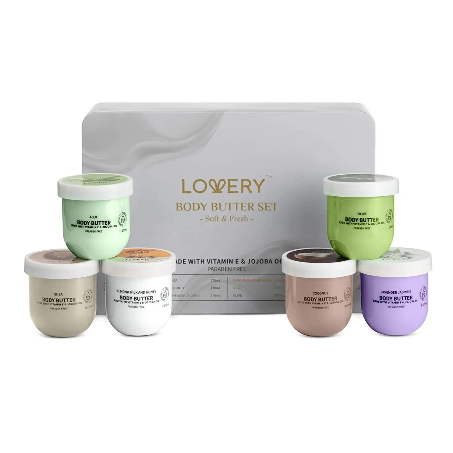LOVERY Whipped Body Butters Gift Set - 6Pc Moisturizing Lotions