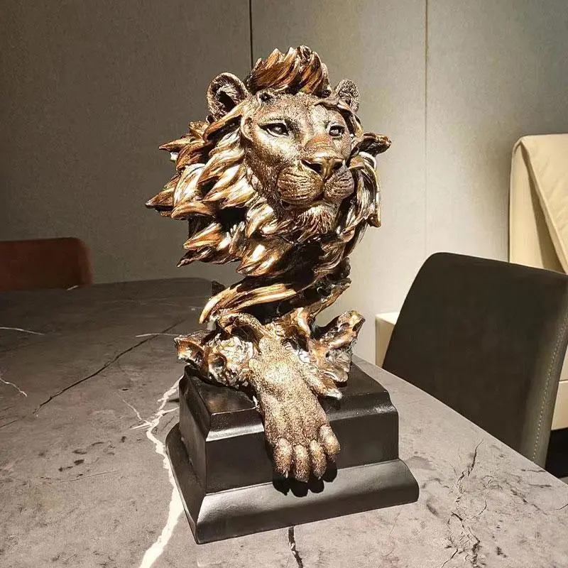 Vintage American Style Eagle Design Resin Ornament, 1 Count Animal Sculpture Decoration Craft, Figurine Decor, Decorative Piece, Desktop Decoration for Home Office, Lion