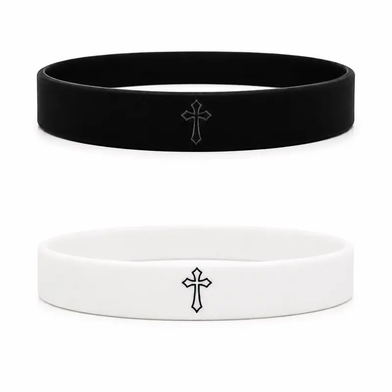 Pulex 2pcs Minimalist Cross Wristbands for Men Women & Teens Unisex Adult Bands 190mm 12mm Lightweight Durable Flexible Material One Size Fits All