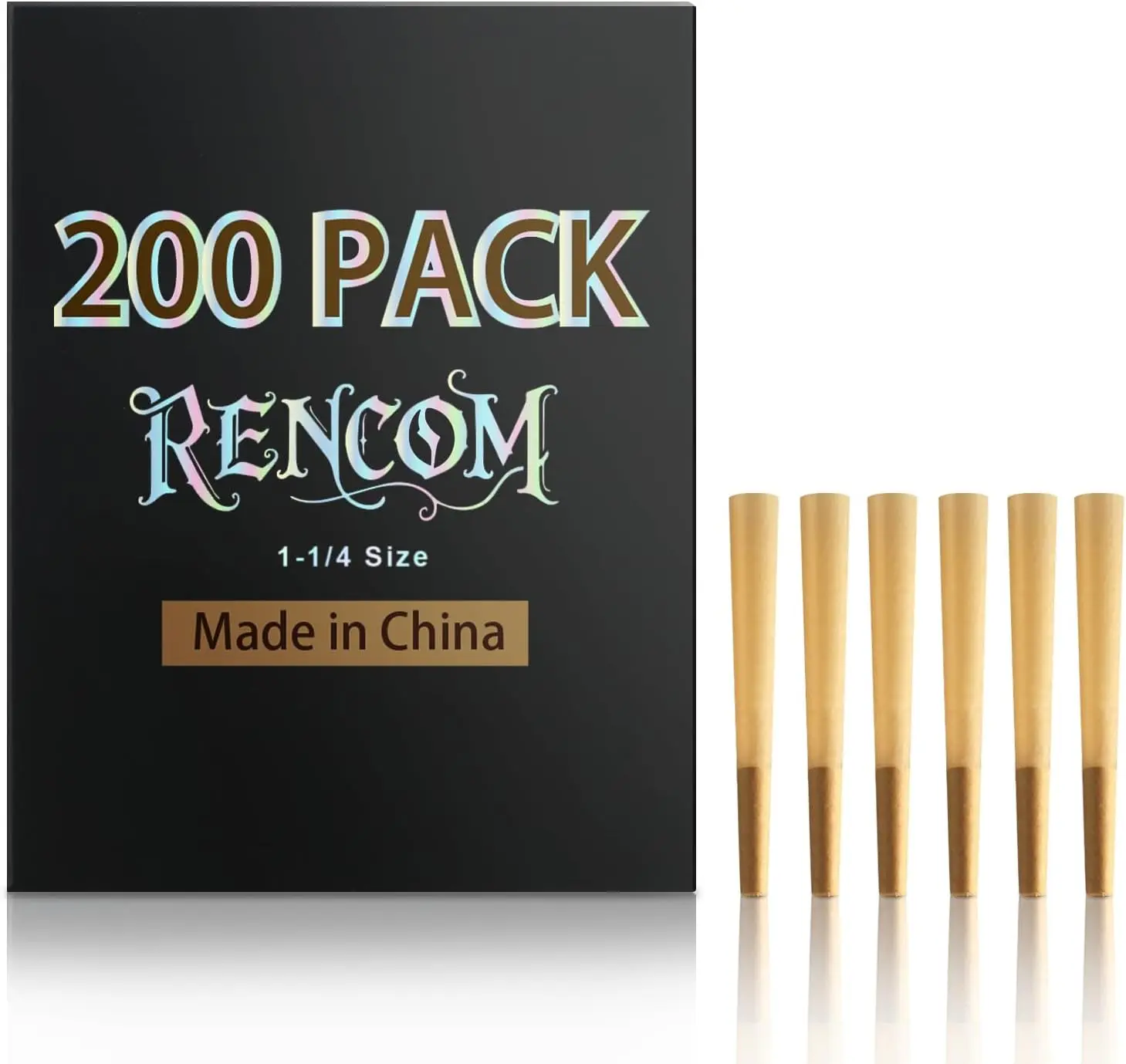 Rolling Cones 1-1/4 Size-200 Pack - Cones 1-1/4 Size - Slow Burning 1-1/4 Size Pre Rolled cones Made of Paper with Tips & Packing Tubes Included