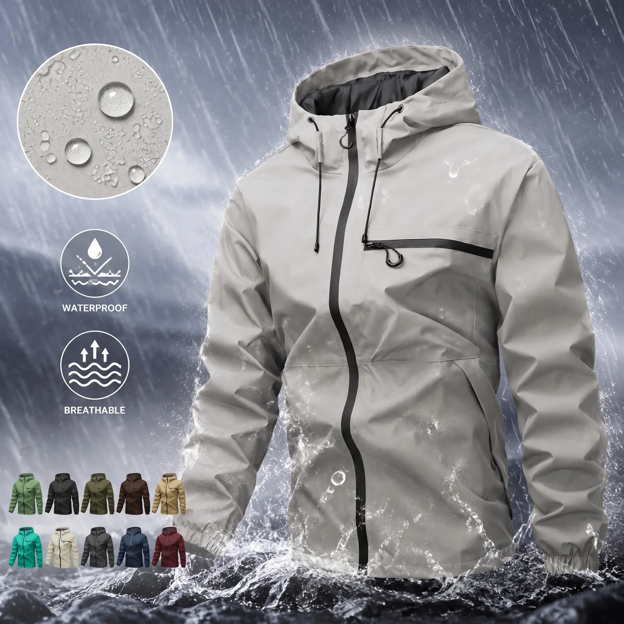 Men’s multi-color outdoor functional hardshell jacket—windproof and waterproof mountaineering jacket, a must-have for outdoor trips!Multi-color functional hooded mountaineering jacket, windproof and waterproof