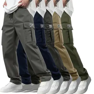 Life keeps moving — available in packs of 1/2/3/4/5; fashionable loose cargo pants with multiple pockets and a zipper; American retro straight-leg cargo pants; street-style high-street casual long pants.