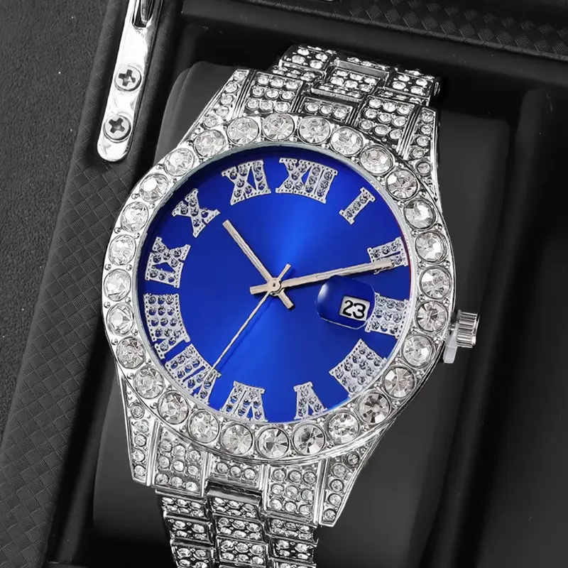 Blue face watch