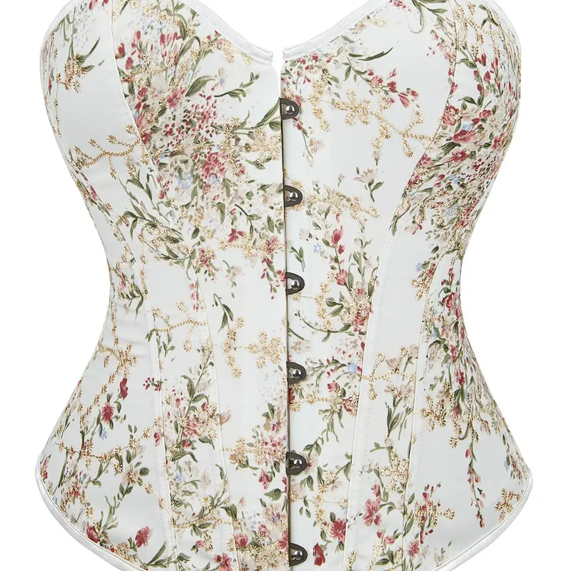 Women's Floral Print Lace Up Grommet Eyelet Chiffon Shapewear Tube Top, Elegant Asymmetrical Hem Corset Structure, Shapewear for Women, Shaper Clothes, Tummy Tuck Garment, Tummy Control Waist, Adjustable Waist Cincher, Waist Cinching Shapewear