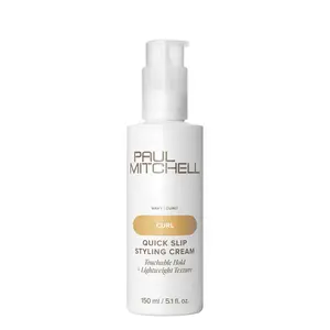 Paul Mitchell Quick Slip Styling Cream - 5.1 fl oz Haircare Product for Curly/Wavy Locks, Lightweight, Fast-Dry, Touchable Hold, Anti-Frizz Definition, Vegan, Paraben-Free, Lily-Scented, US Market