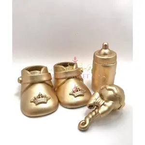 Gum Paste Gold Baby Boots Set  Cake Topper