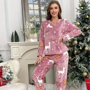 Cozy Christmas Snowfall Themed Pajama Set for Women - Soft and Comfortable Winter Loungewear