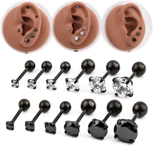 Black diamond white diamond zircon earrings for men and women, electroplated black, hot girl colorful earrings, fashionable and simple earrings