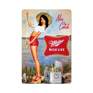 Vintage-Style Metal Tin Sign for Man Cave - Retro Fishing and Beer Decorative Sign, 8 x 12 Inch